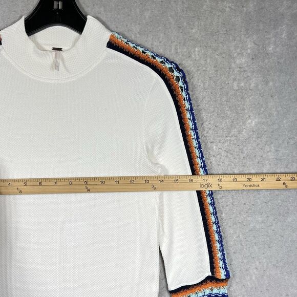 Free People Switch It Up Cuff Thermal Top Crochet White Women’s Large Stretchy - Picture 4 of 13